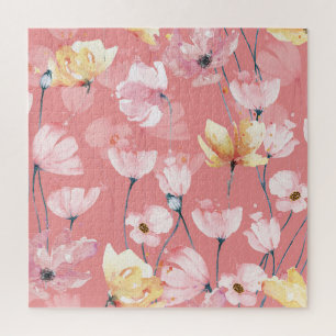 Pastel Poppies: Watercolor Floral Seamless. Jigsaw Puzzle