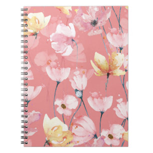 Pastel Poppies: Watercolor Floral Seamless. Notebook