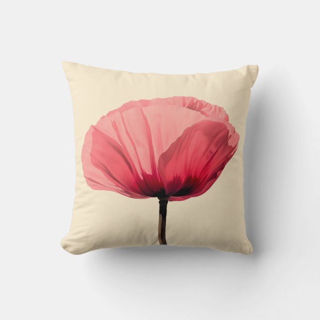 Pastel Poppy Bloom Minimalism Cushion (Front)