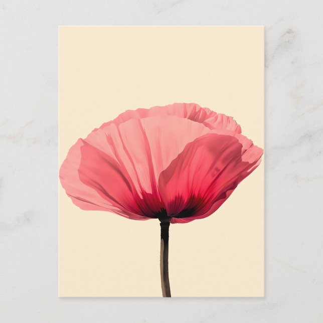 Pastel Poppy Bloom Minimalism Holiday Postcard (Front)
