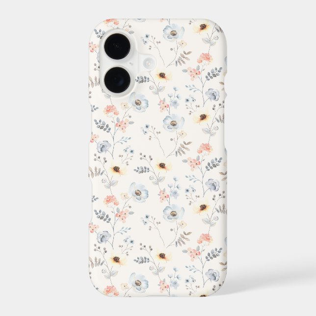 Pastel Poppy Floral Garden Pattern iPhone Case (Back)