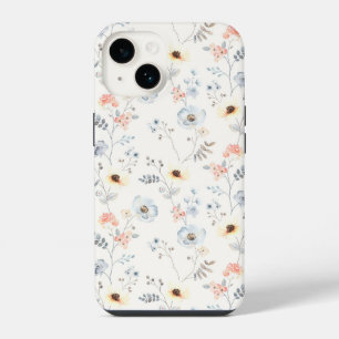 Pastel Poppy Floral Garden Pattern iPhone 14 Case