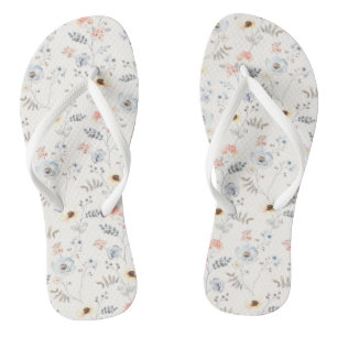 Pastel Poppy Floral Garden Pattern Jandals