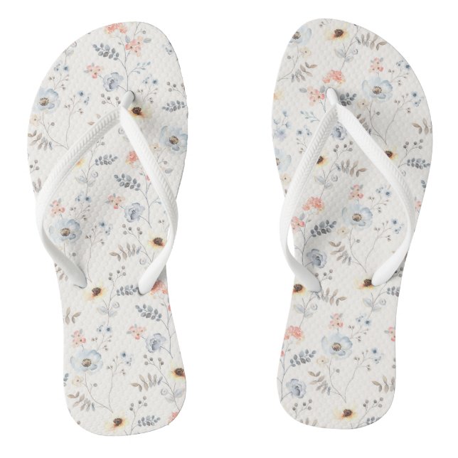Pastel Poppy Floral Garden Pattern Jandals (Footbed)