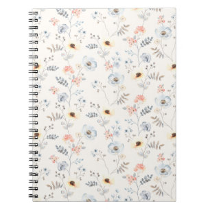 Pastel Poppy Floral Garden Pattern Notebook