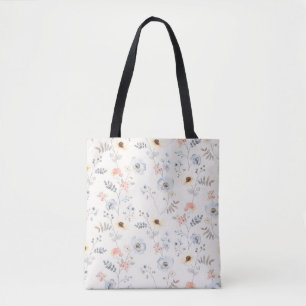 Pastel Poppy Floral Garden Pattern Tote Bag