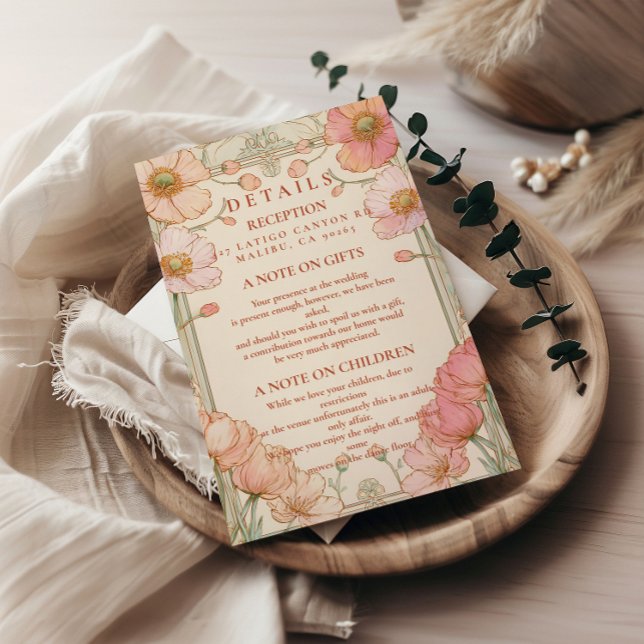 Pastel Poppy Garden Wedding Enclosure Card (Creator Uploaded)