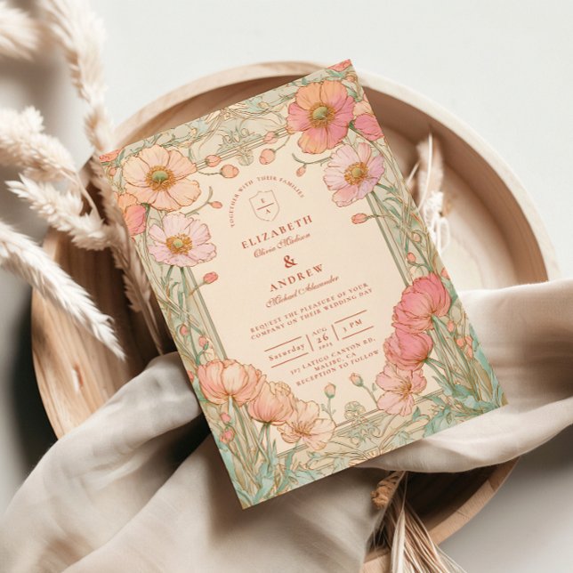 Pastel Poppy Garden Wedding Invitation (Creator Uploaded)