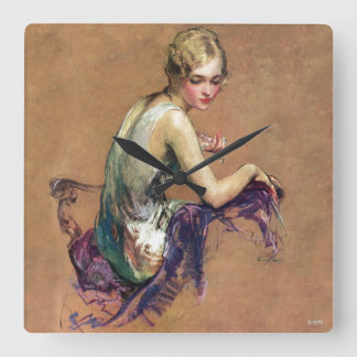 Pastel Portrait Square Wall Clock