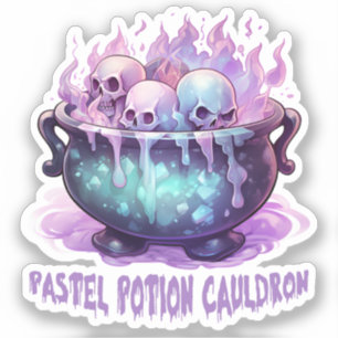Pastel Potion Cauldron with Purple Skull