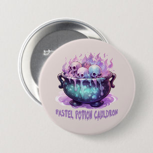 Pastel Potion Cauldron with Purple Skull 7.5 Cm Round Badge