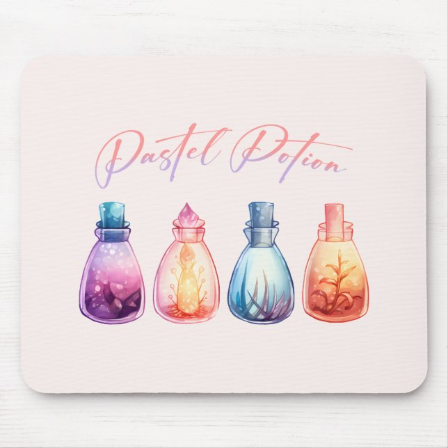 Pastel Potion – Cute and Elegant Witch Potion Mouse Pad (Front)