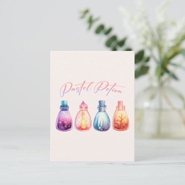 Pastel Potion – Cute and Elegant Witch Potion Postcard (Standing Front)