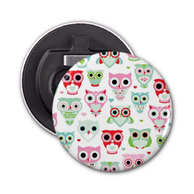 pastel powder colour owl background bottle opener (Front)