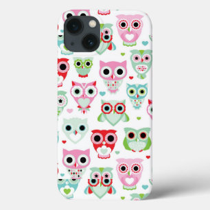 pastel powder colour owl background iPhone 13 case