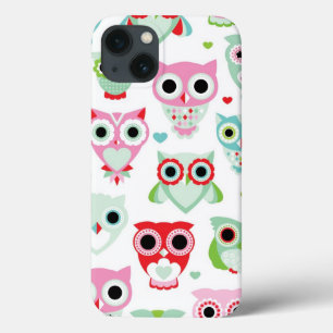 pastel powder colour owl background iPhone 13 case