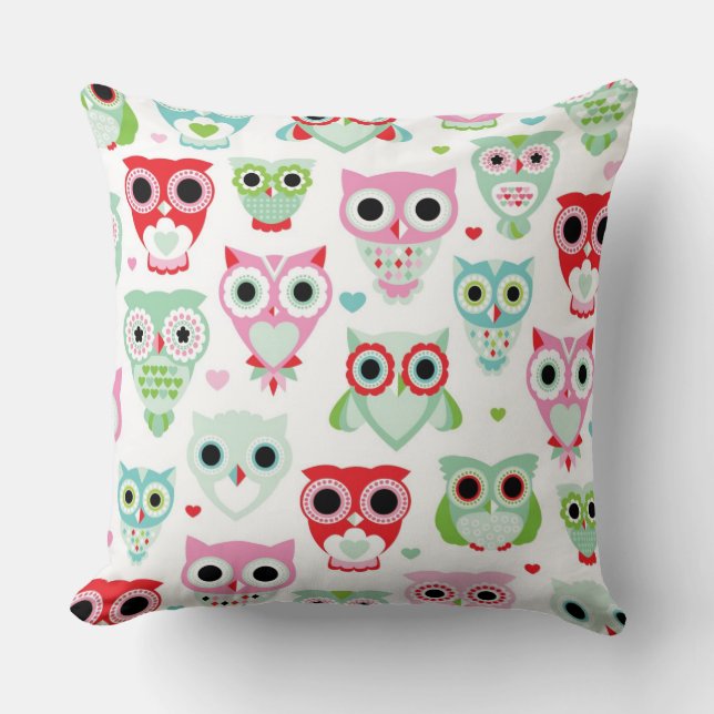 pastel powder colour owl background cushion (Front)