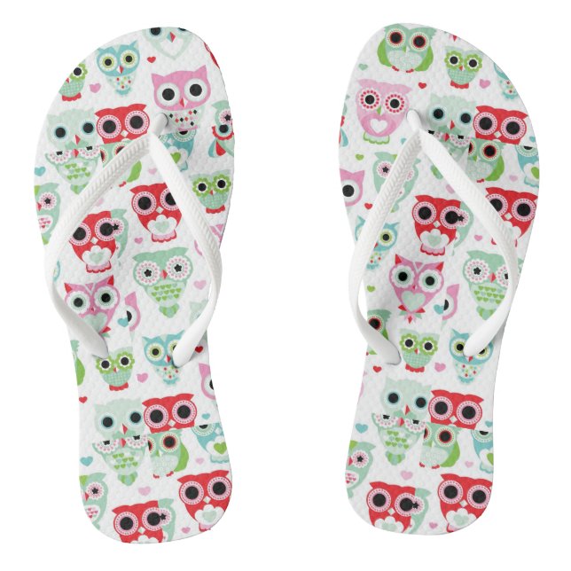 pastel powder colour owl background jandals (Footbed)