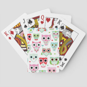 pastel powder colour owl background playing cards