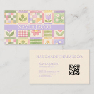 Pastel Pretty Girly Purple Green Quilt Patchwork Business Card