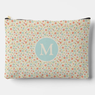 Pastel Pretty Spring Floral Pattern Monogram Accessory Pouch