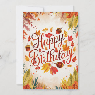 Pastel Pretty Warm Autumn Fall Happy Birthday Card
