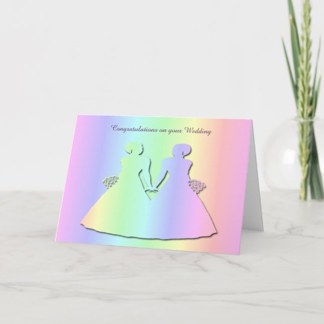 Pastel Pride Gay Wedding Card for Brides (Front)