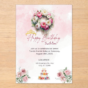 Pastel Princess 15 Quinceañera Birthday Invitation