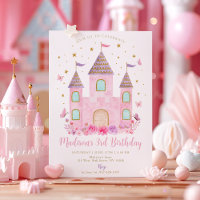 Pastel Princess Castle Butterfly Flower Birthday