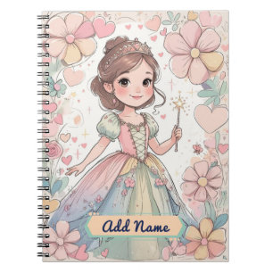  Pastel Princess Notebook – Editable Name