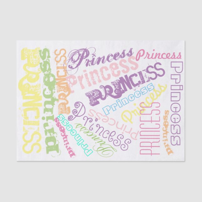 Pastel Princess Personalised Rainbow Sherbert Tissue Paper (Front)