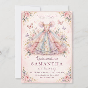 Pastel Princess Quinceañera Birthday Invitation