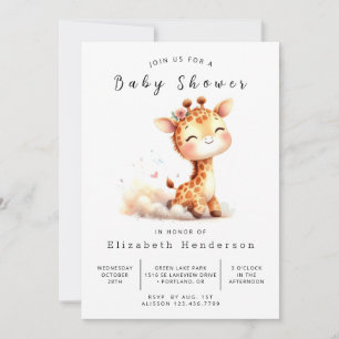 Pastel Printable Giraffe Baby Shower Invitation