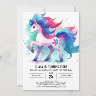 Pastel Printable Horse Birthday Invitation