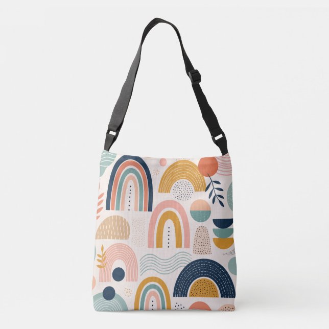 Pastel Prism Arc Abstract Surface Pattern Crossbody Bag (Back)