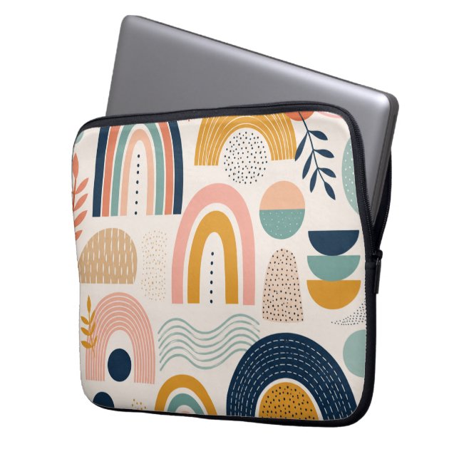 Pastel Prism Arc Abstract Surface Pattern Laptop Sleeve (Front Left)