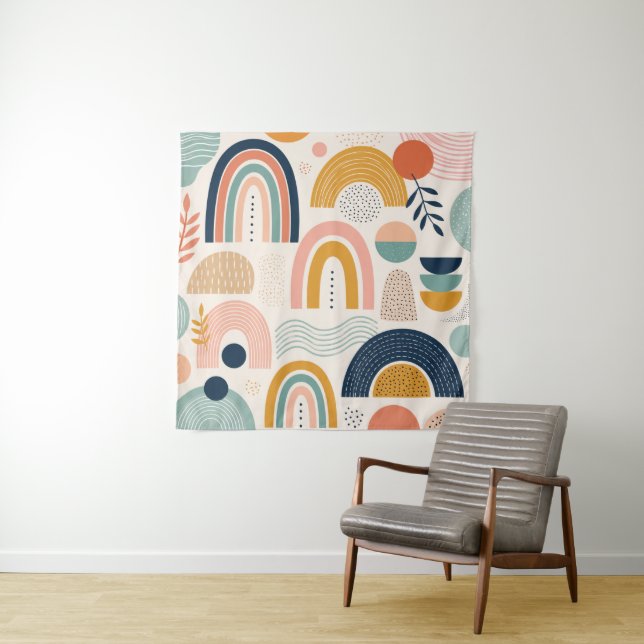 Pastel Prism Arc Abstract Surface Pattern Stylish Tapestry (In Situ)
