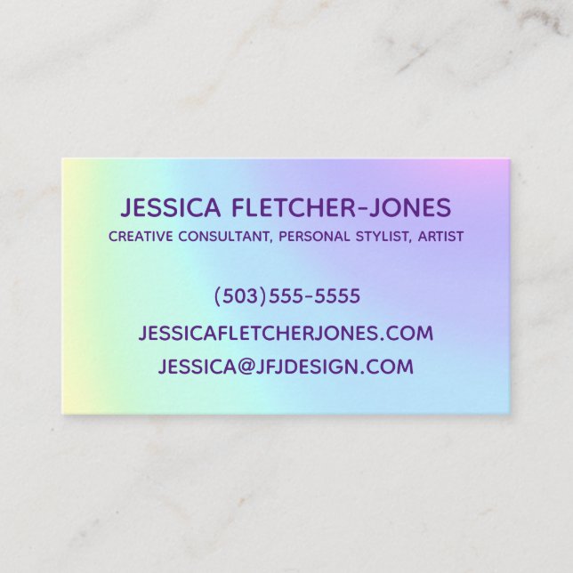 Pastel Prismatic Rainbow Ombre Business Card (Front)