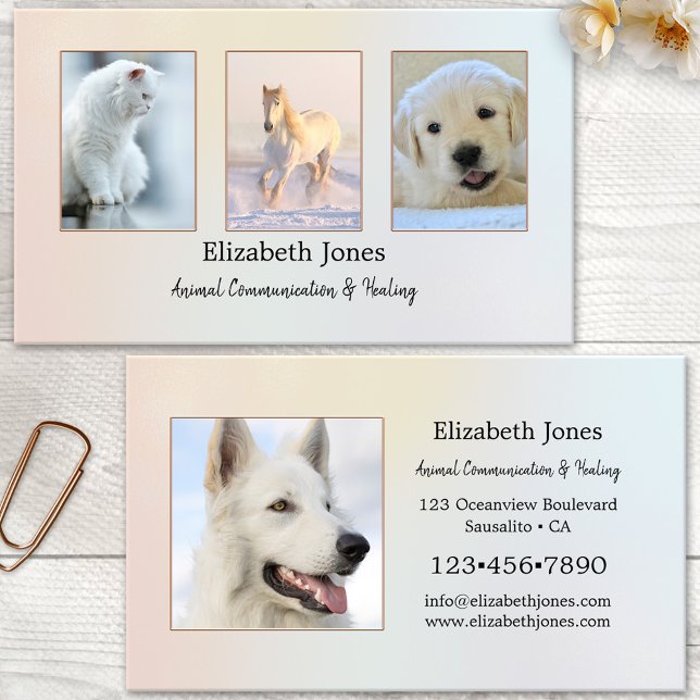 Pastel Professional Animal Healer Photo Business Card (Creator Uploaded)