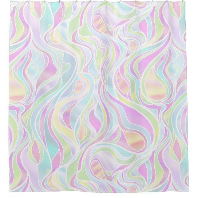 Pastel Psychedelic Stained Glass Abstract Shower Curtain (Front)