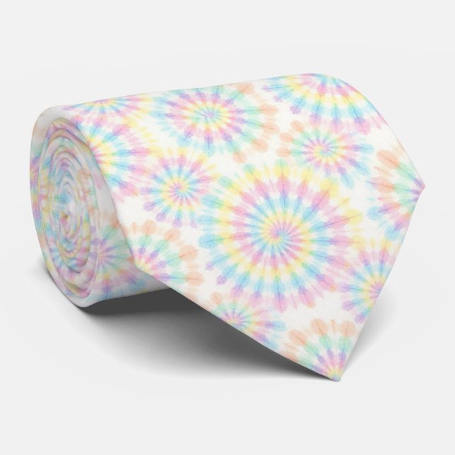 Pastel Psychedelic Tie-Dye Pattern Tie (Rolled)