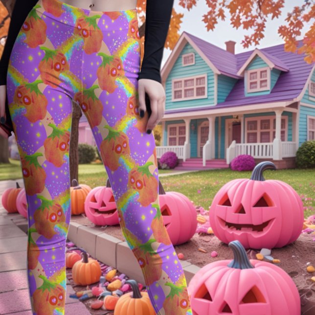 Pastel Puking Pumpkins lilac  Leggings (Creator Uploaded)