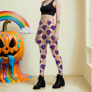 Pastel Puking Pumpkins midnight  Leggings