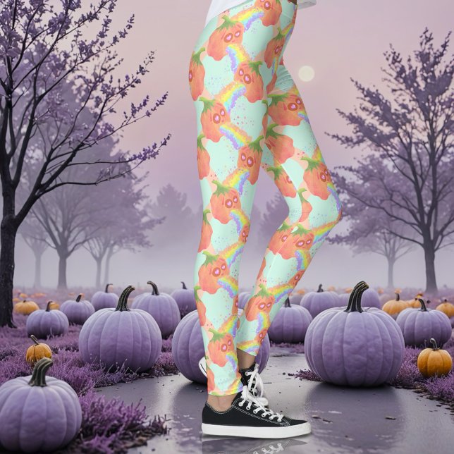 Pastel Puking Pumpkins sky  Leggings (Pastel puking pumpkin leggings )