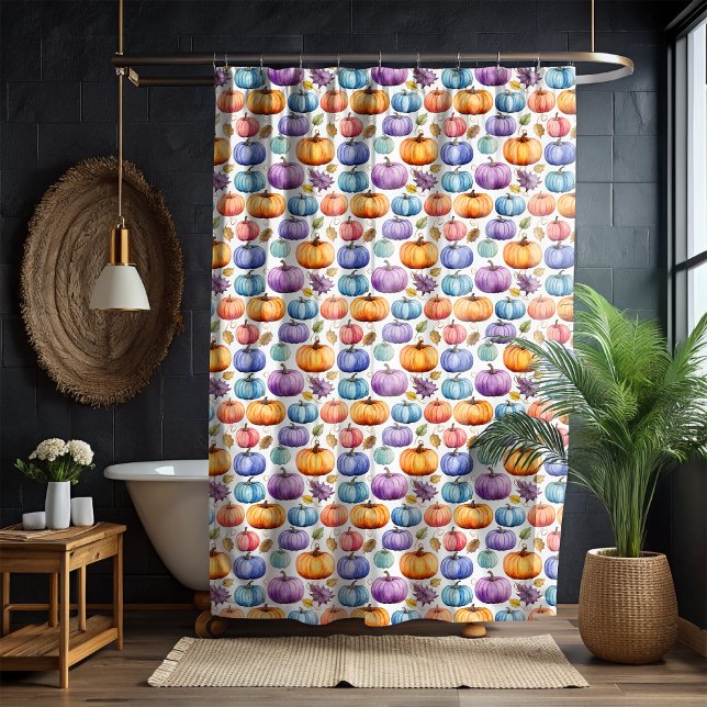 Pastel Pumpkin Autumn Shower Curtain (Creator Uploaded)