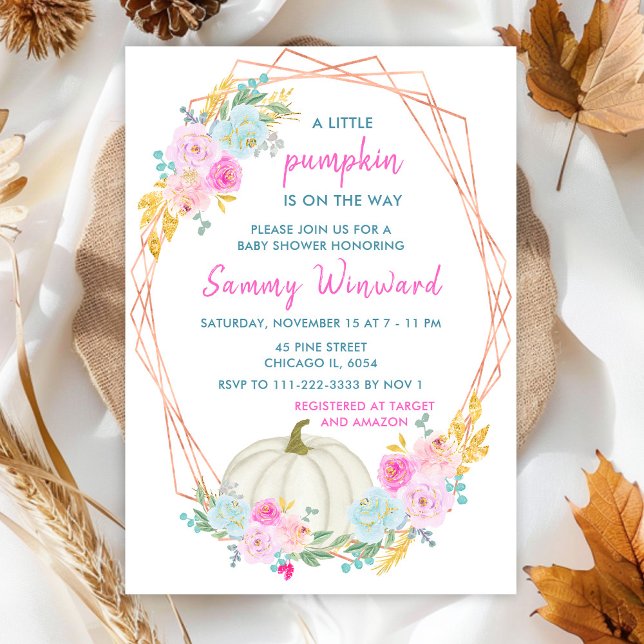 Pastel Pumpkin Confetti Baby Shower Invitation (Creator Uploaded)