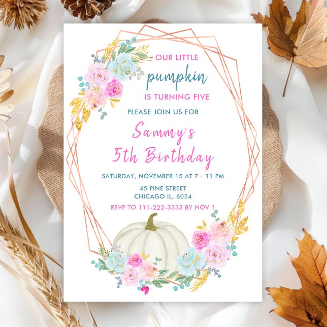 Pastel Pumpkin Confetti Birthday Party Invitation (Creator Uploaded)