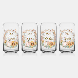 Pastel pumpkin floral custom autumn can glass