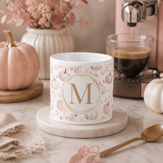 Pastel Pumpkin Monogram – Personalised Initial Espresso Cup (Creator Uploaded)