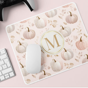 Pastel Pumpkin Monogram – Personalised Initial Mouse Pad